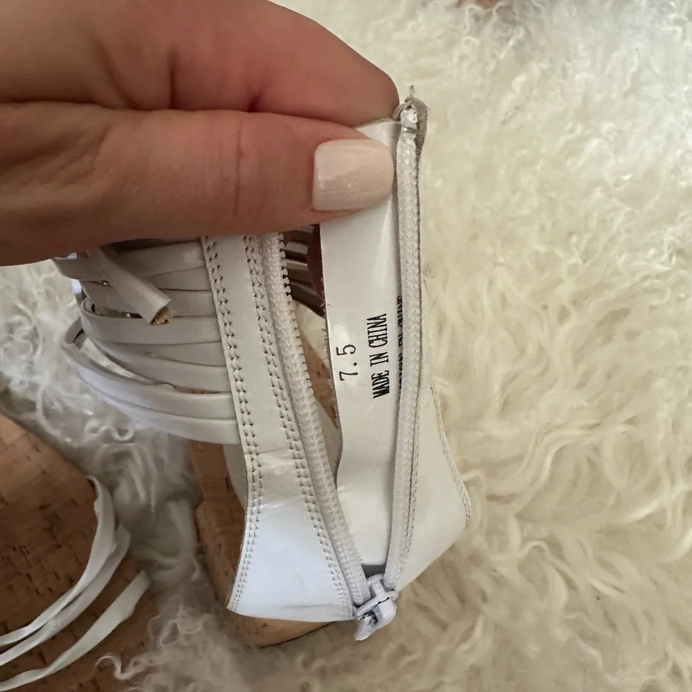 Jeffrey Campbell Everglade white patent sandal 7.5